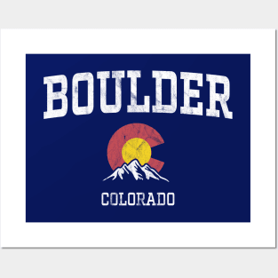 Boulder Colorado CO Vintage Athletic Mountains Posters and Art